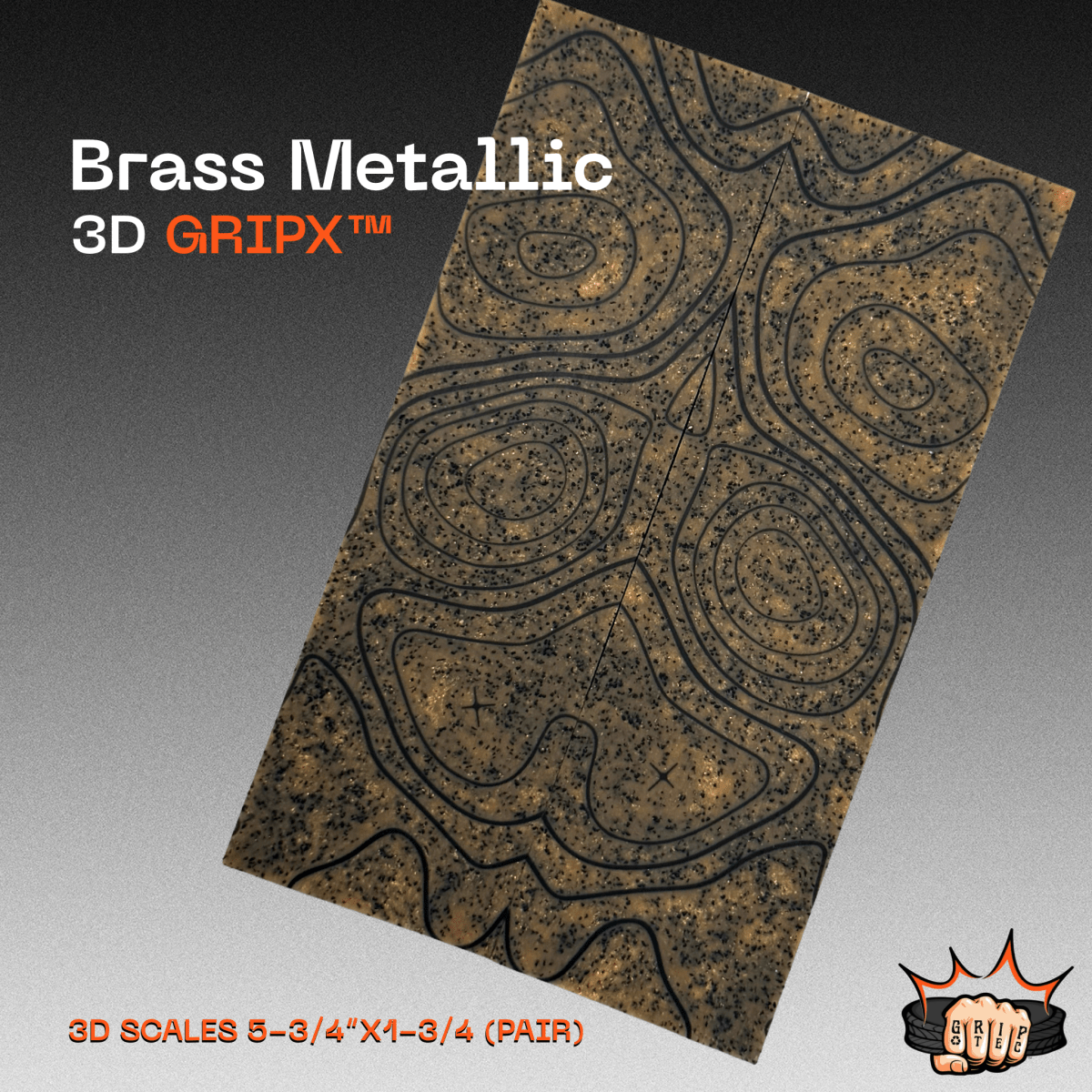 Brass Metallic GripX - Grip-Tec™ Composites - 3D Scales (Pair 5-3/4"x1-3/4"x5/16")