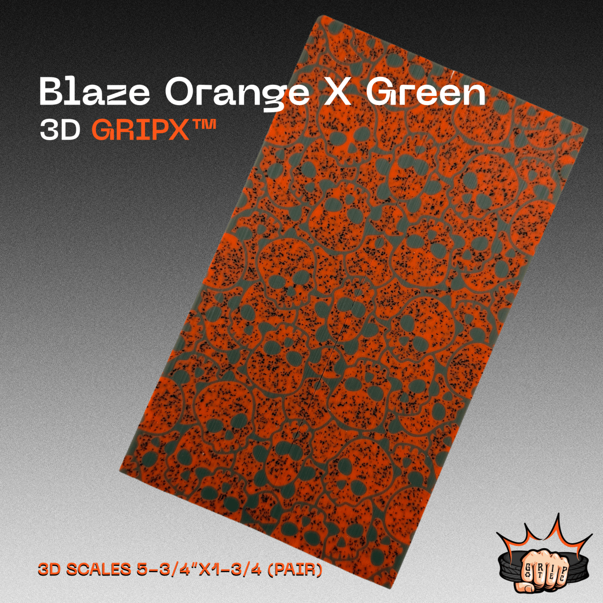Color Lab 3D GripX™ - Skully- Green Skully with Blaze Orange GripX™ Fill - Grip-Tec™ Composites -