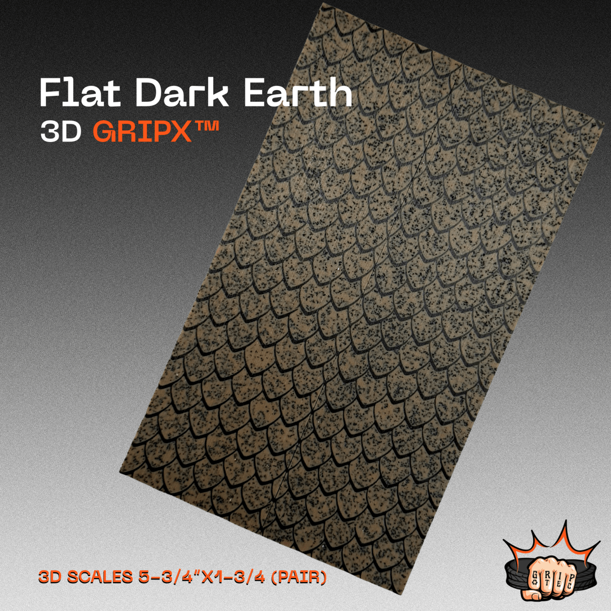Flat Dark Earth (FDE) GripX - Grip-Tec™ Composites - 3D Scales (Pair 5-3/4"x1-3/4"x5/16")