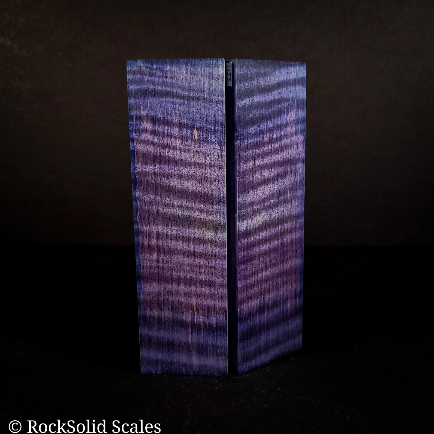 #2133 - Blue/Violet Double Dyed Curly Maple - K&G Stabilized - RockSolid Scales -