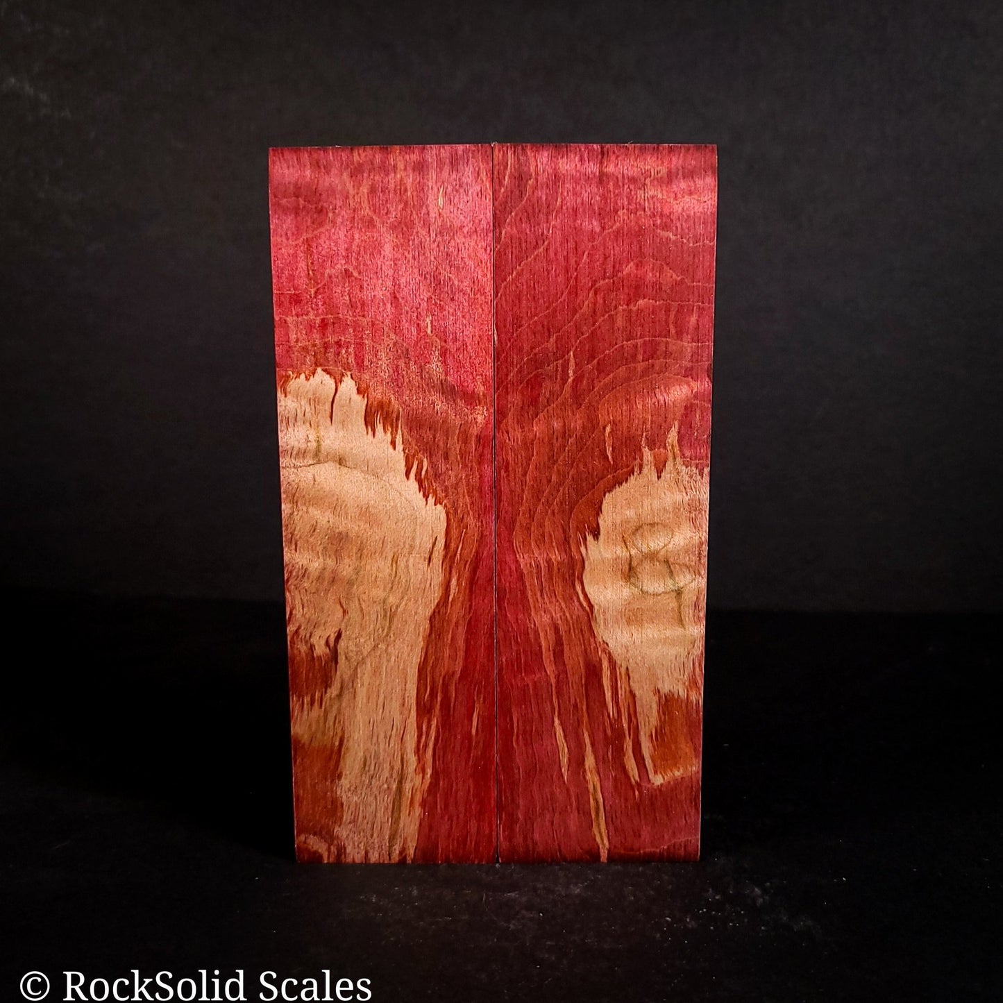 #2144 - Red Dyed Maple Burl - K&G Stabilized - RockSolid Scales -