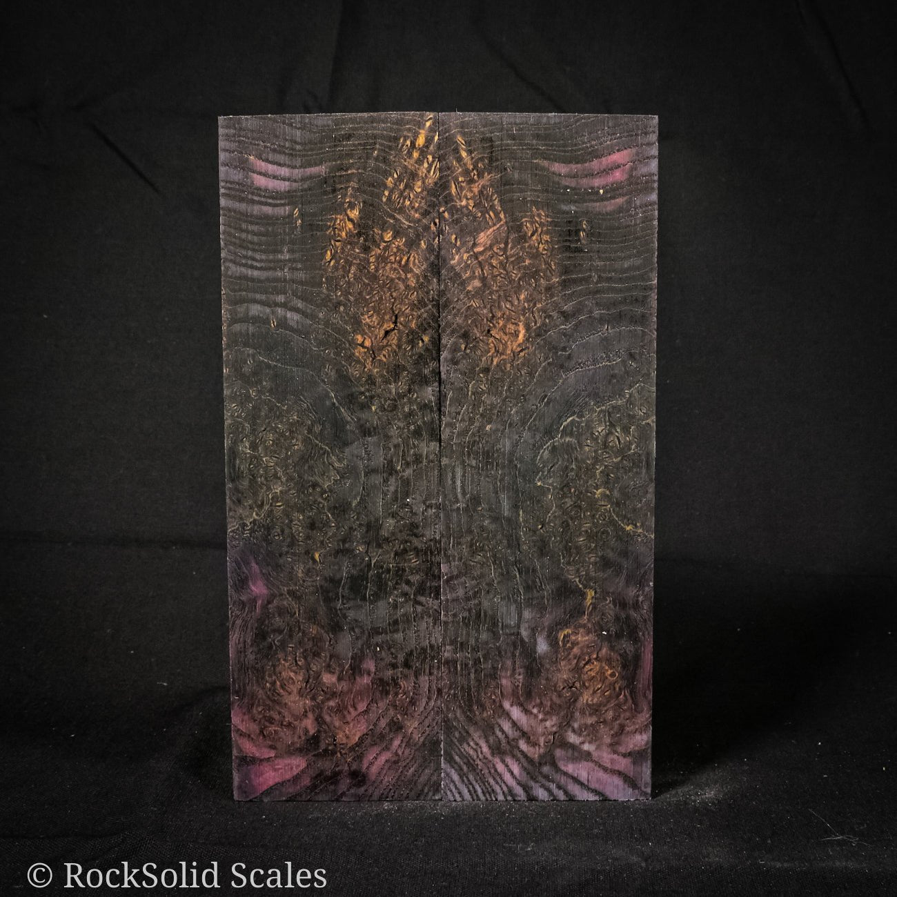 #2206 - Triple Dyed Black Ash Burl - Black, Red, Pink - RockSolid Scales -