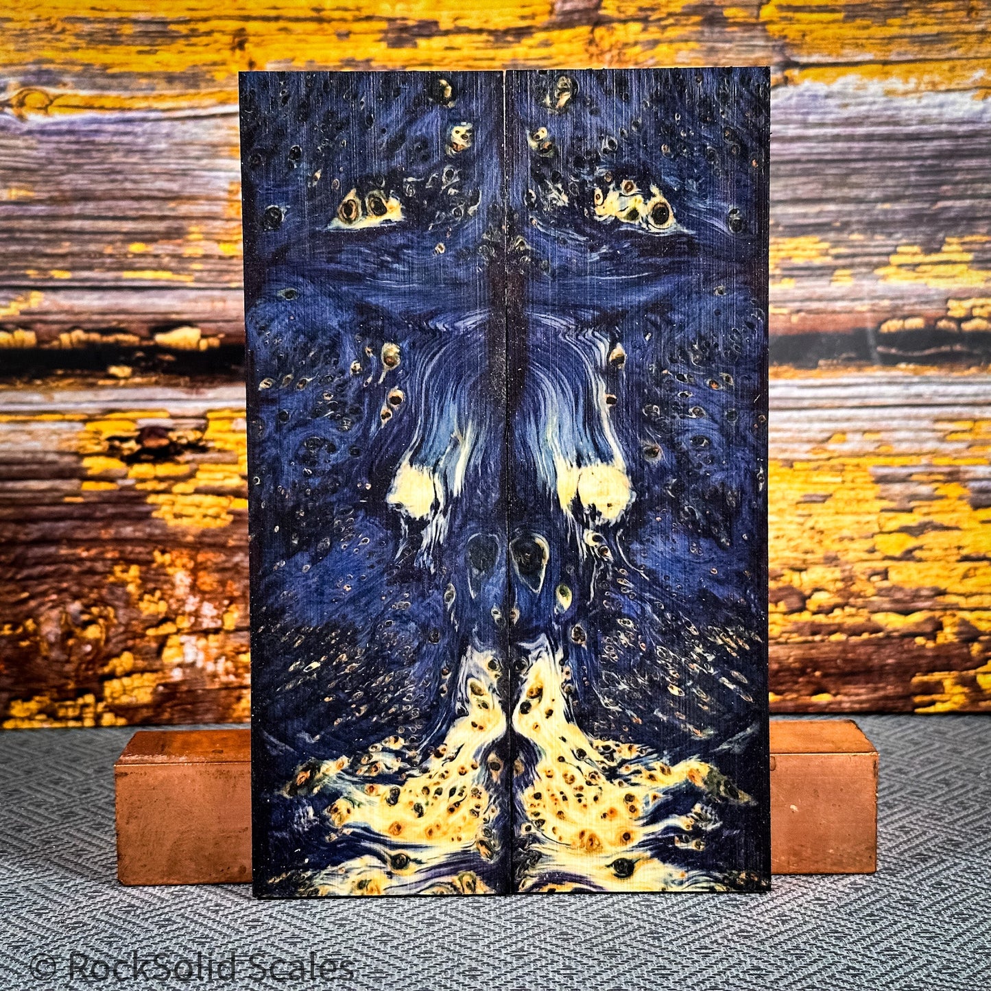 #2345 - Navy Blue Yellow Cedar Burl - RockSolid Scales -