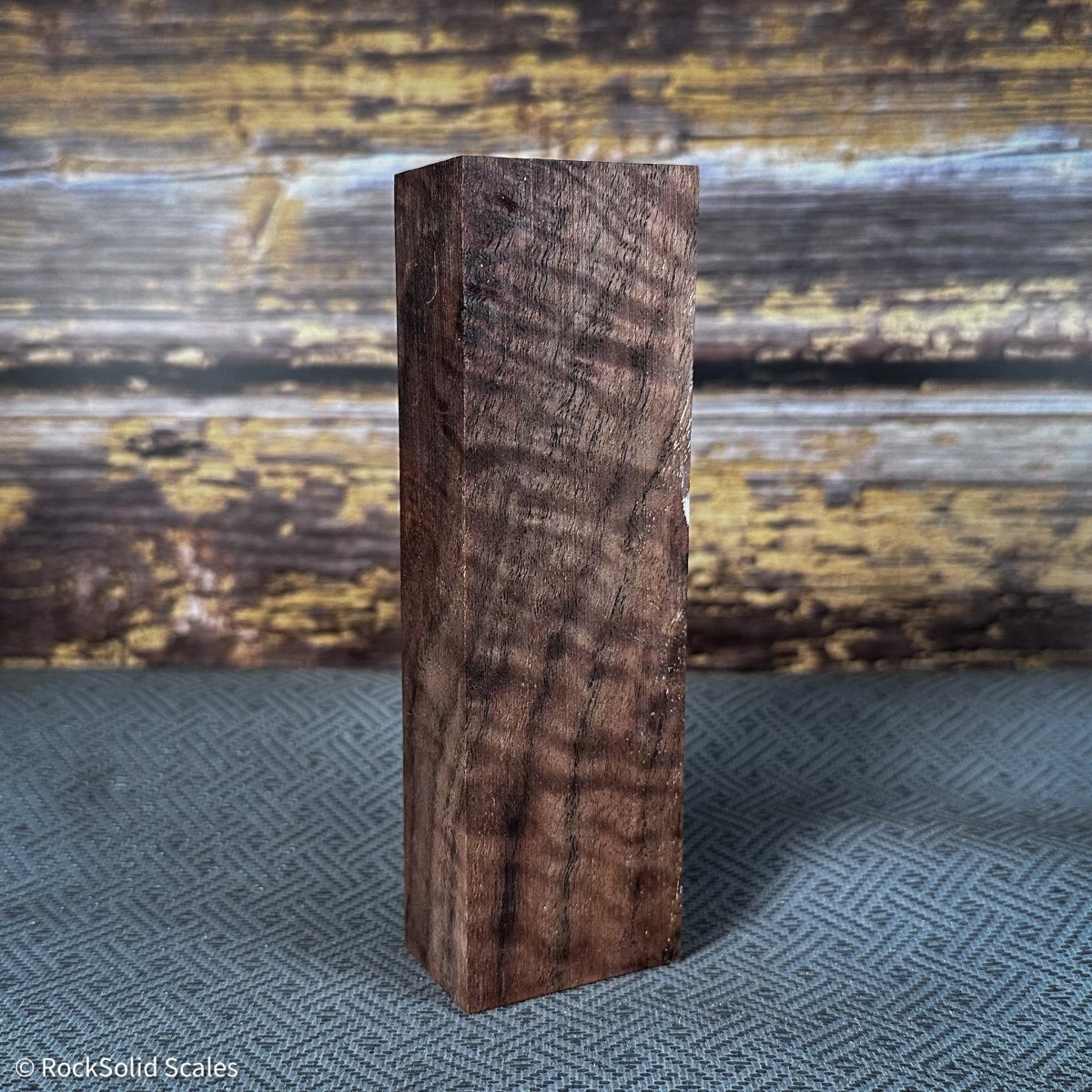 #2370 - Exhibition Grade Curly Walnut Block - K&G Stabilized - RockSolid Scales -
