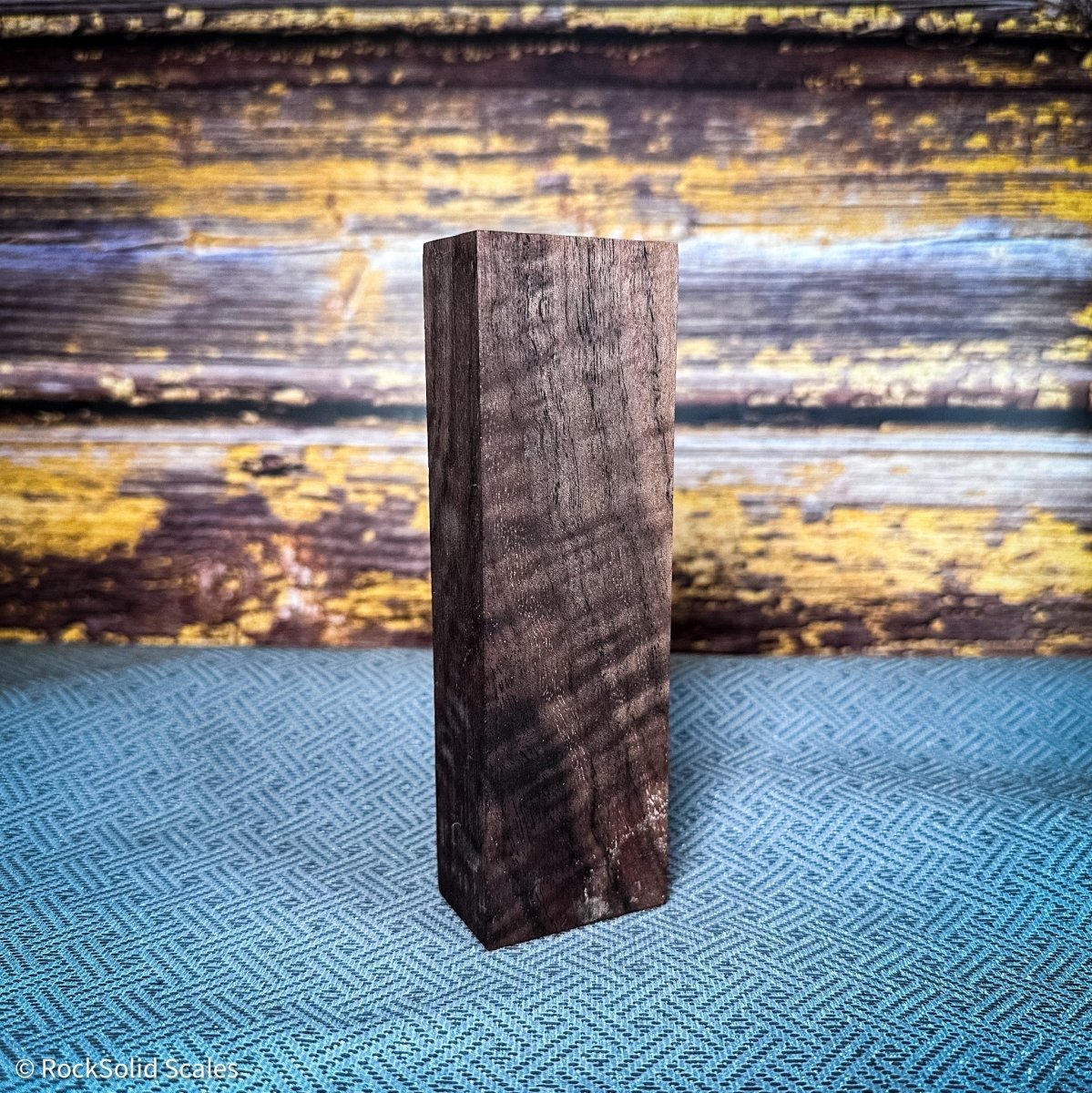 #2370 - Exhibition Grade Curly Walnut Block - K&G Stabilized - RockSolid Scales -