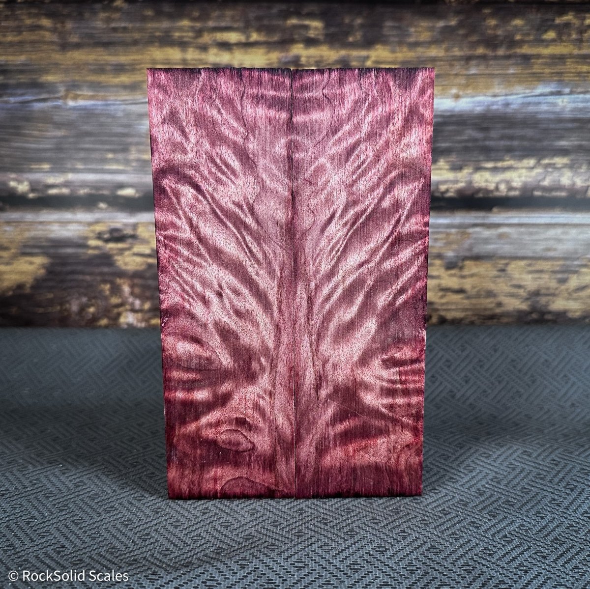 #2382 - Red Dyed Exhibition Grade Angelstep Quilted Maple - K&G Stabilized - RockSolid Scales -