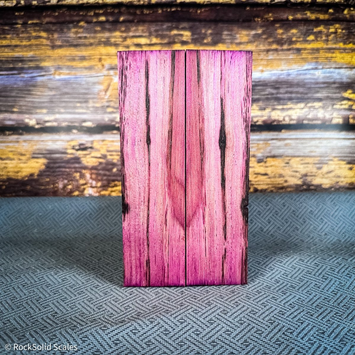 #2383 - Hot Pink/Red Dyed Spalted Pecan - K&G Stabilized - RockSolid Scales -