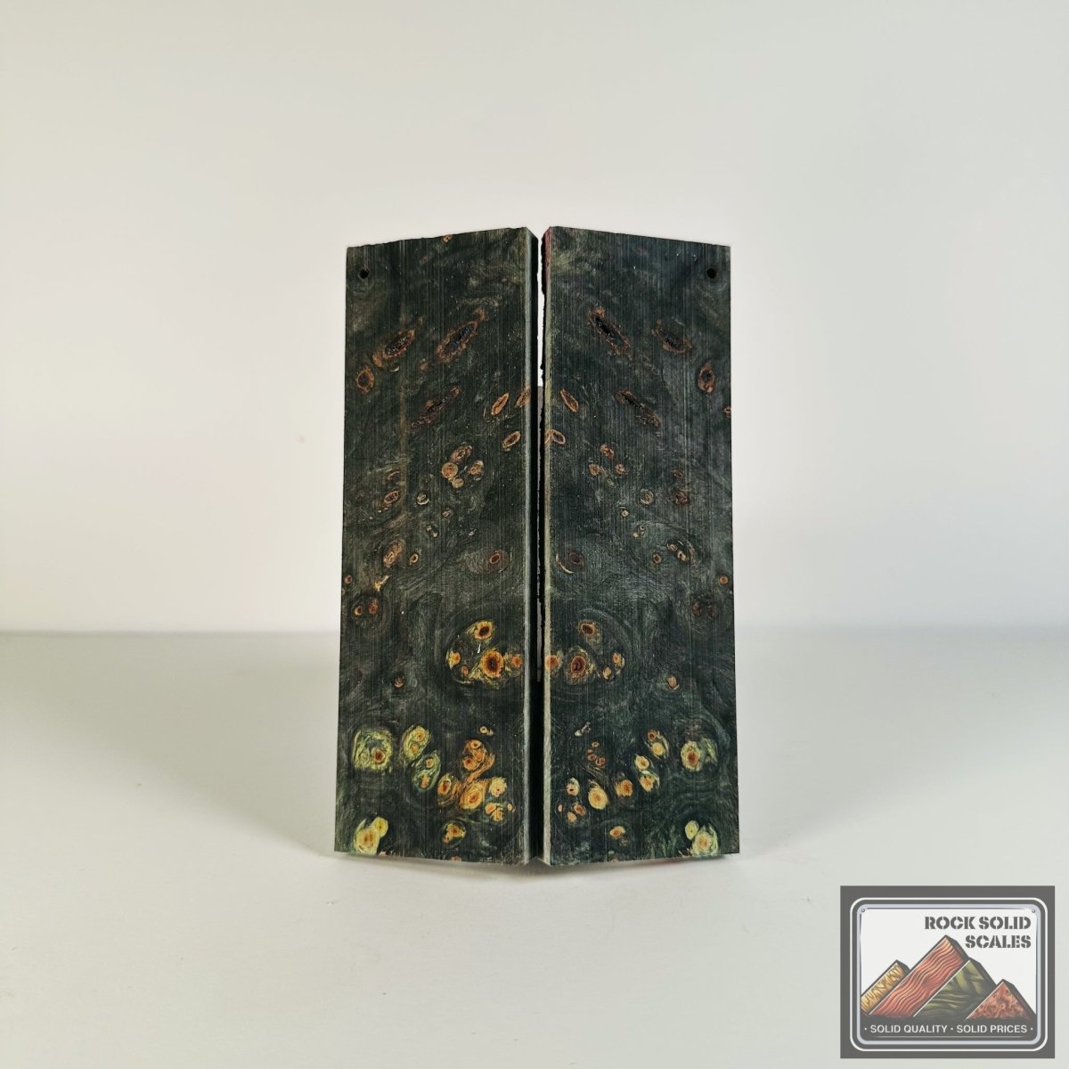 #2632 - Green and Steel Blue Buckeye Burl - RockSolid Scales -