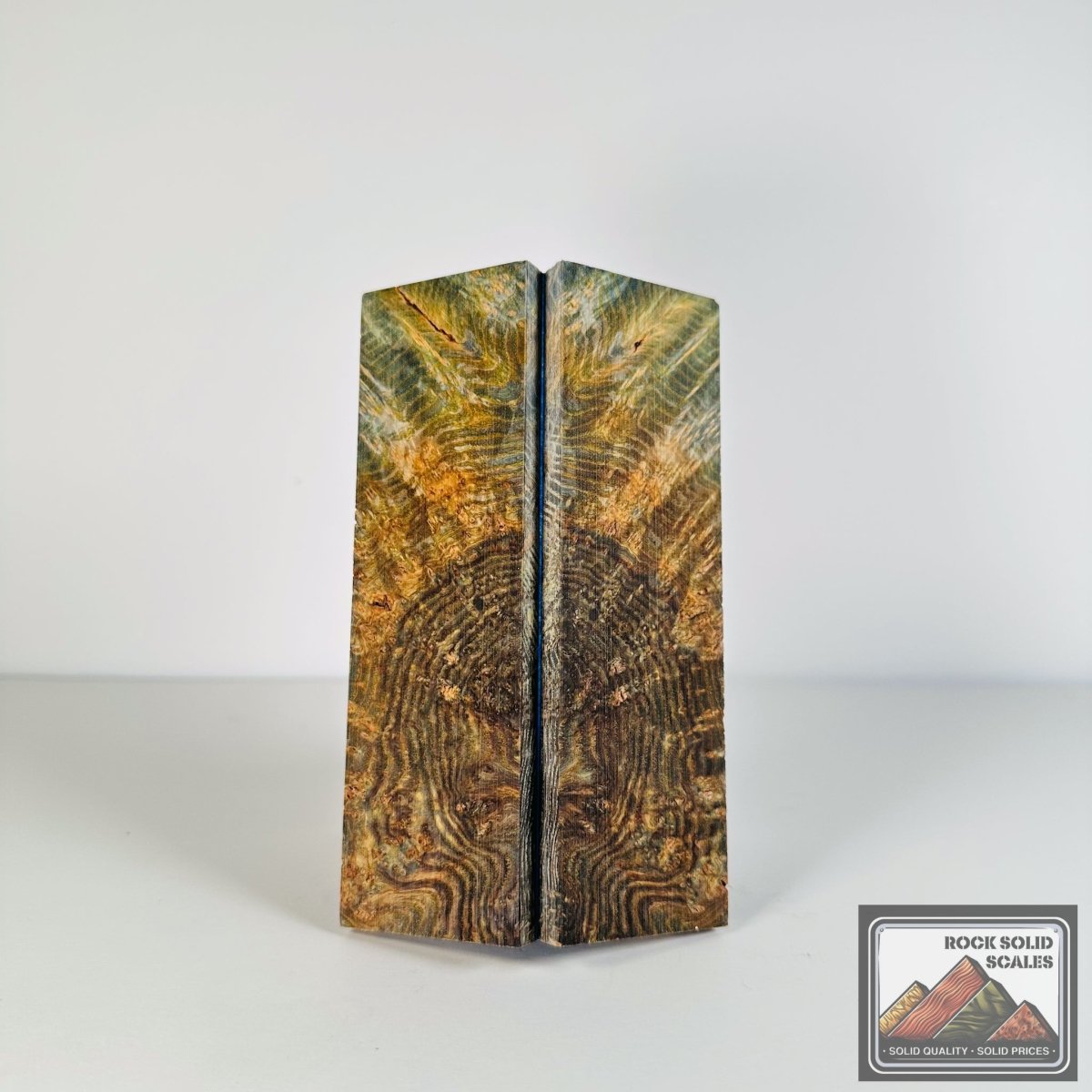#2704 - Steel Blue and Yellow Black Ash Burl - RockSolid Scales -