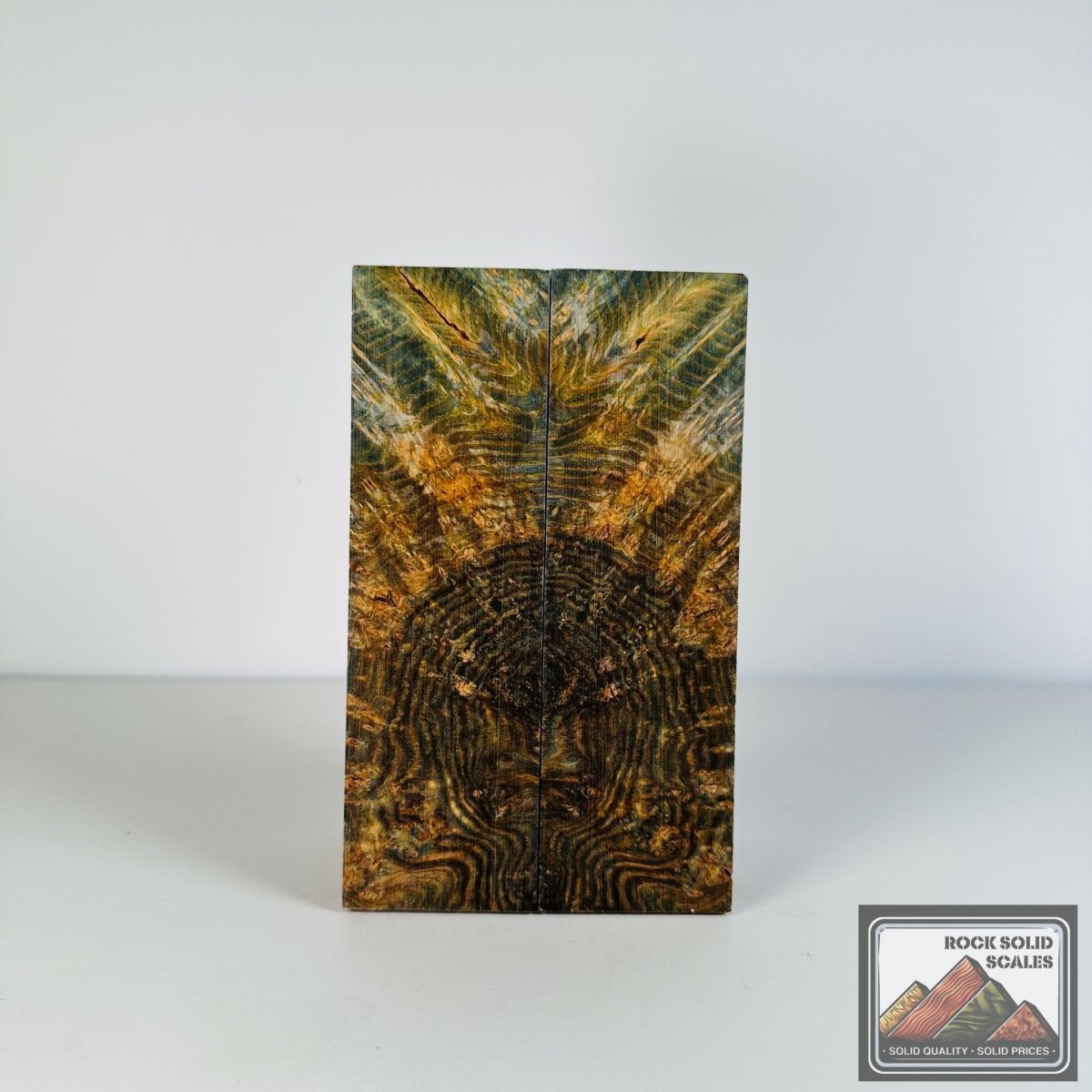 #2704 - Steel Blue and Yellow Black Ash Burl - RockSolid Scales -