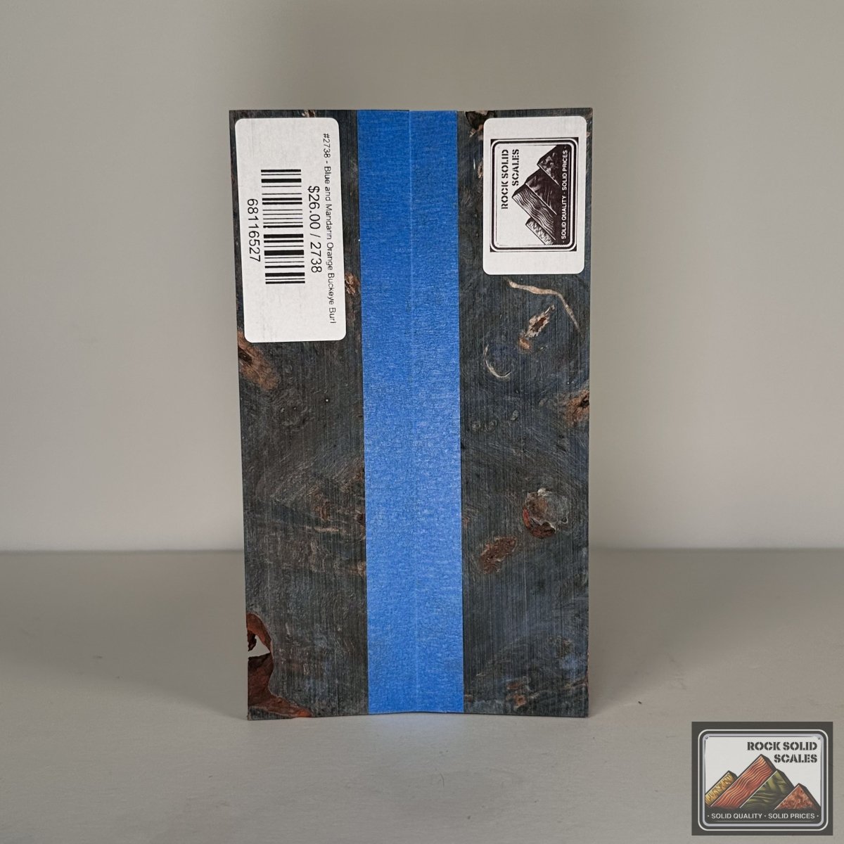 #2738 - Blue and Mandarin Orange Buckeye Burl - RockSolid Scales -