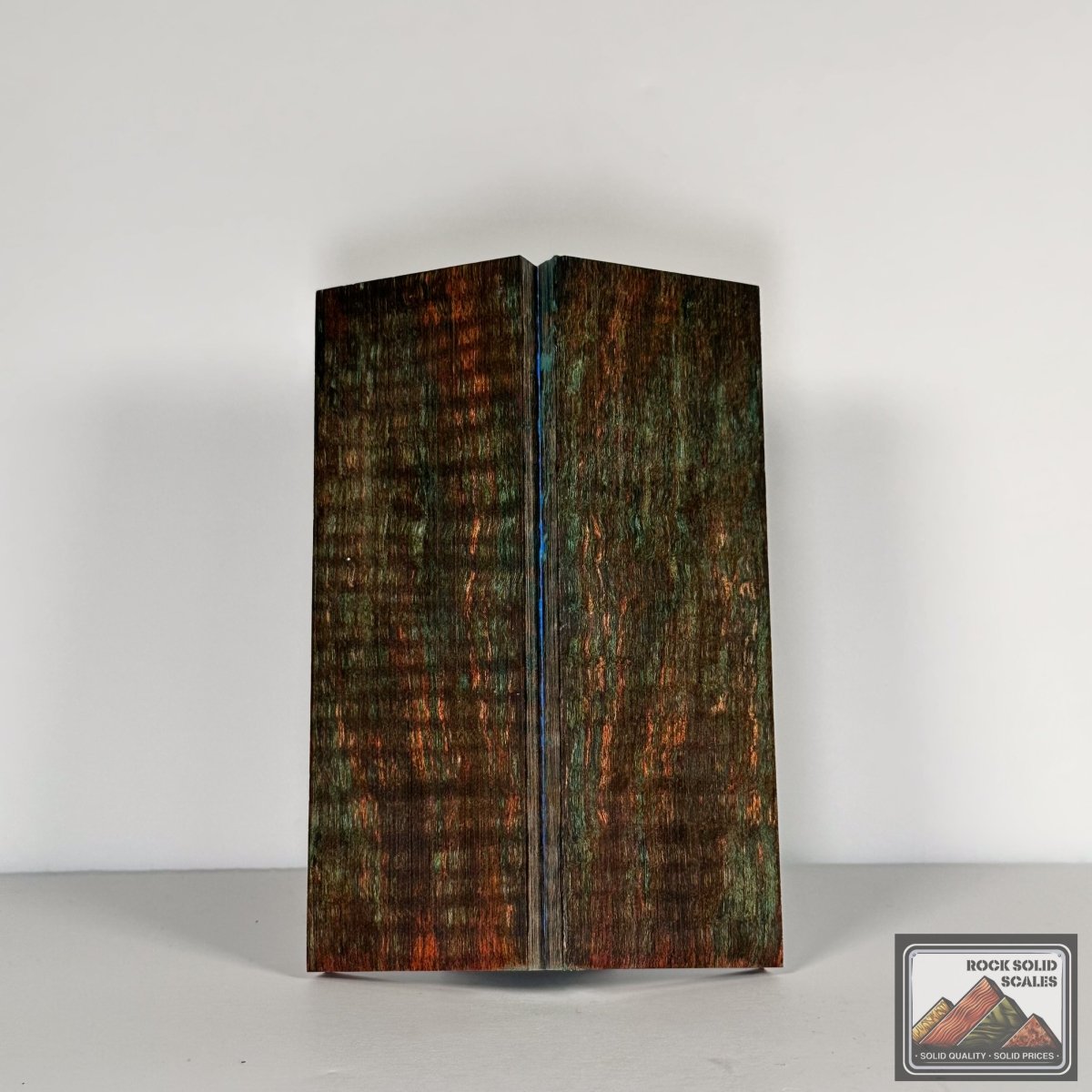 #2776 - Orange and Key Blue Curly Spalted Maple - RockSolid Scales -