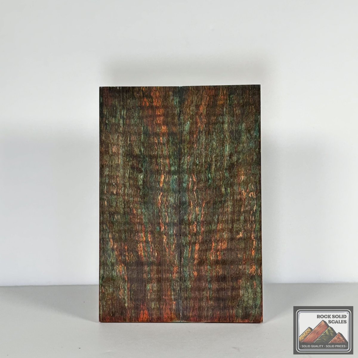 #2776 - Orange and Key Blue Curly Spalted Maple - RockSolid Scales -
