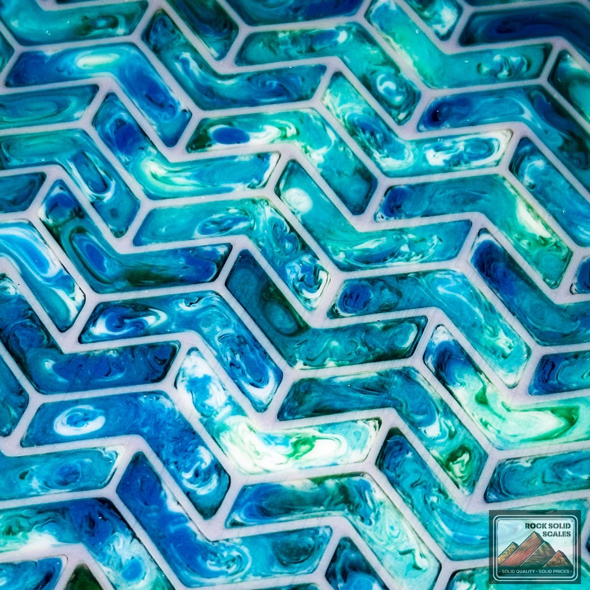 3D Chevron Matrix - Seafoam 4 Color Pour - RockSolid Scales -