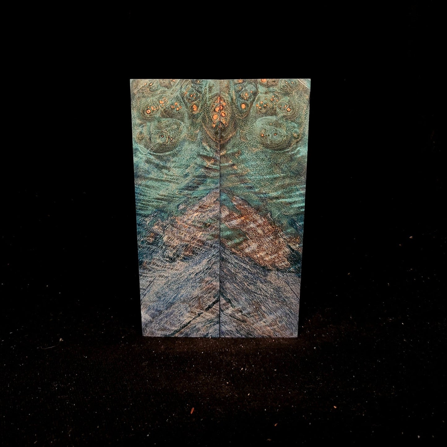 #956 Curly Maple Burl Teal & Blue - K&G Stabilized - RockSolid Scales -