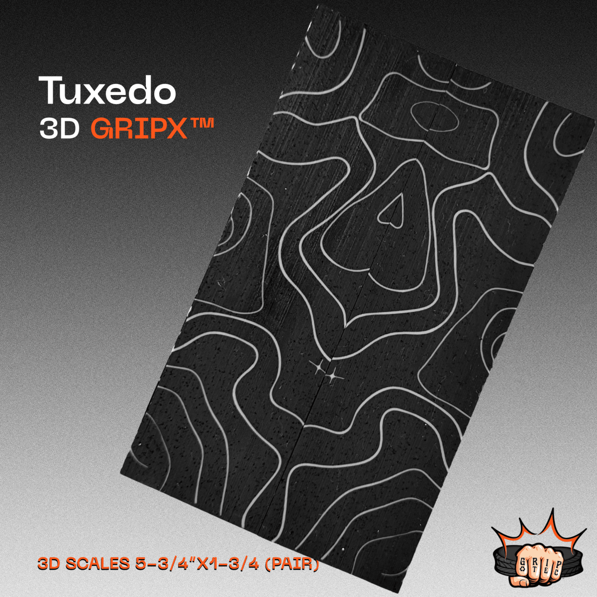 Black GripX - Grip-Tec™ Composites - 3D Scales (Pair 5-3/4"x1-3/4"x5/16")