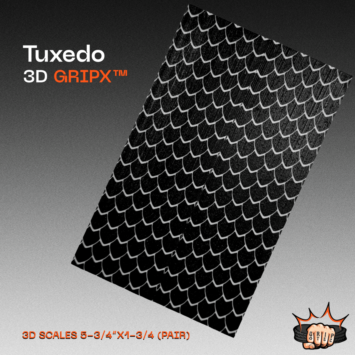 Black GripX - Grip-Tec™ Composites - 3D Scales (Pair 5-3/4"x1-3/4"x5/16")