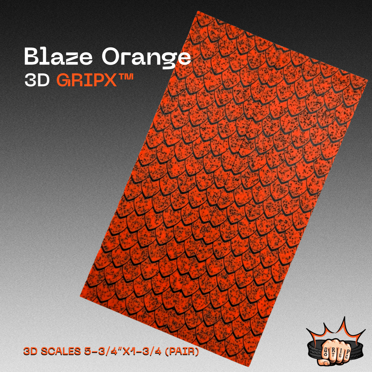 Blaze Orange GripX - Grip-Tec™ Composites - 3D Scales (Pair 5-3/4"x1-3/4"x5/16")