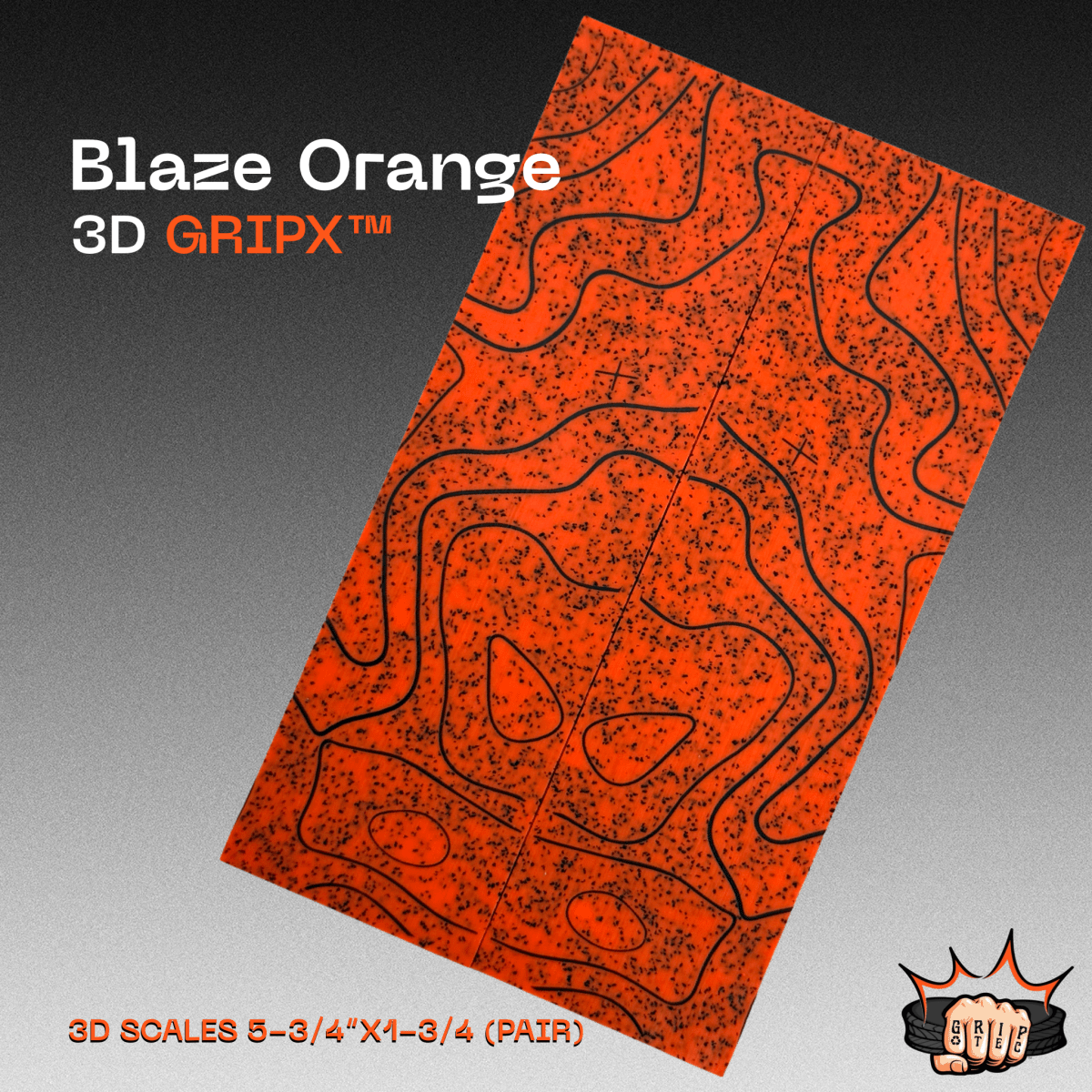 Blaze Orange GripX - Grip-Tec™ Composites - 3D Scales (Pair 5-3/4"x1-3/4"x5/16")