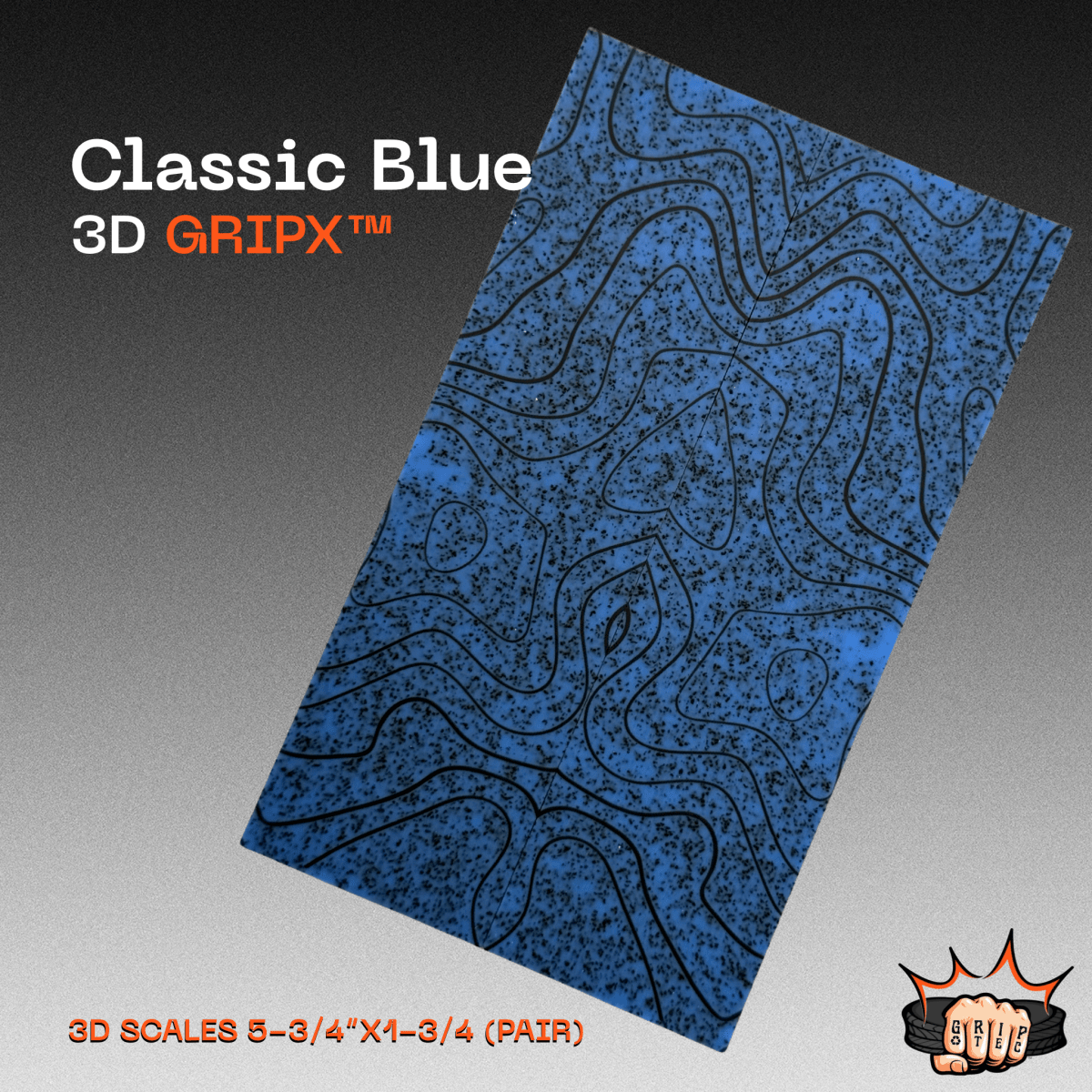 Classic Blue GripX - Grip-Tec™ Composites - 3D Scales (Pair 5-3/4"x1-3/4"x5/16")