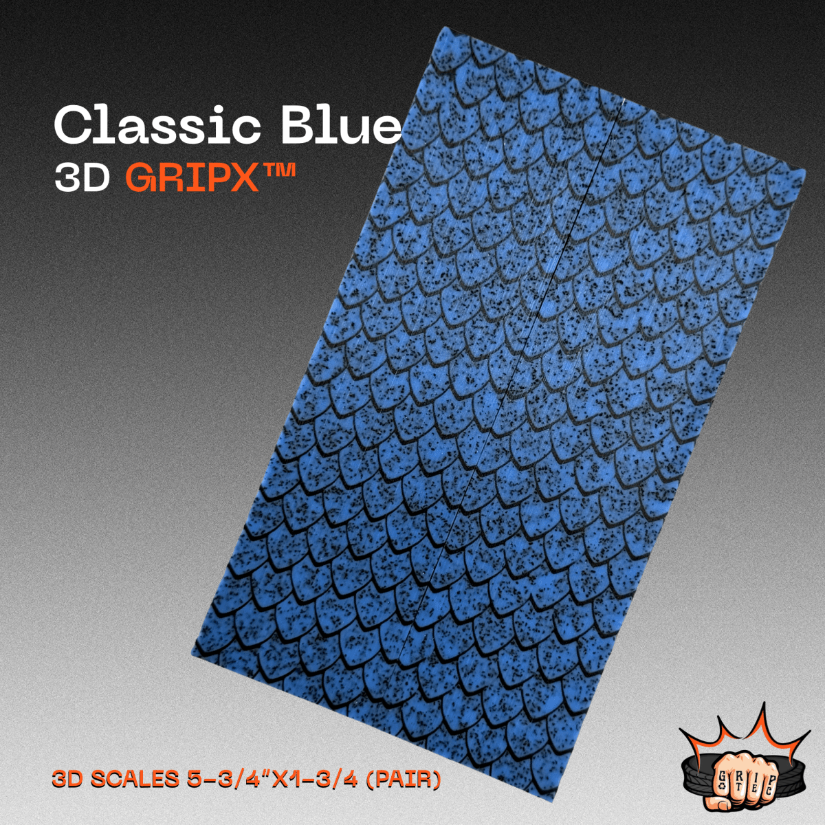 Classic Blue GripX - Grip-Tec™ Composites - 3D Scales (Pair 5-3/4"x1-3/4"x5/16")