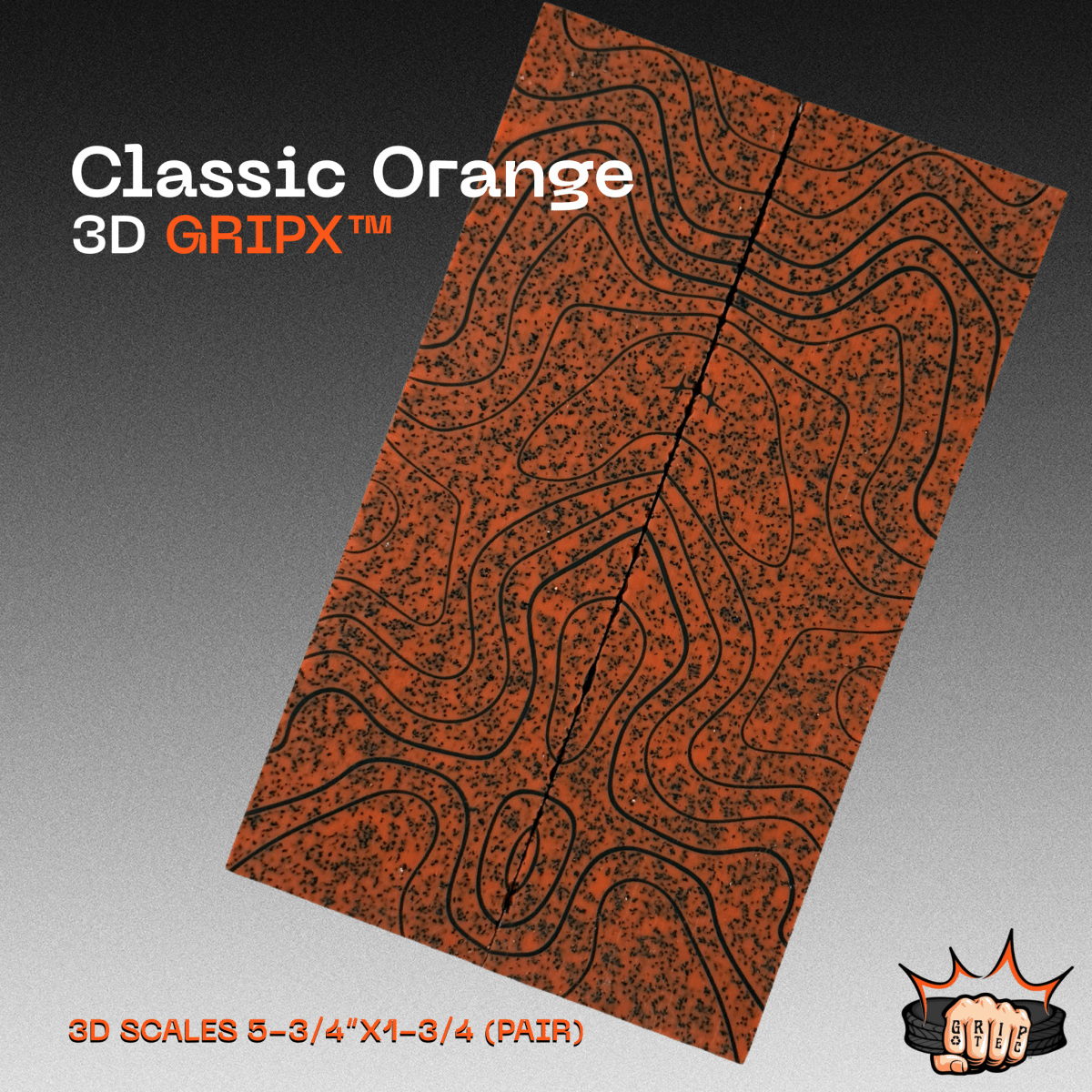 Classic Orange GripX - Grip-Tec™ Composites - 3D Scales (Pair 5-3/4"x1-3/4"x5/16")