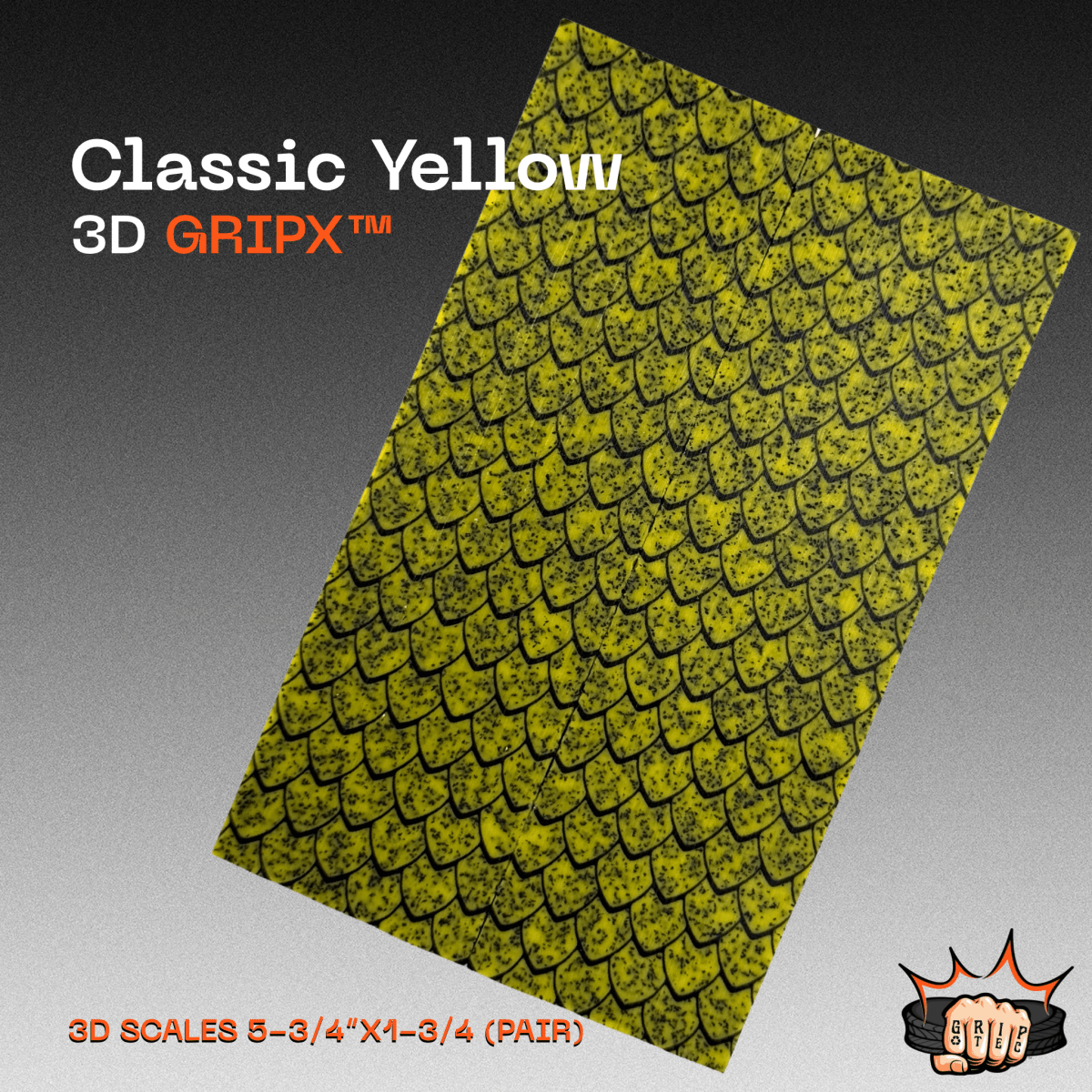 Classic Yellow GripX - Grip-Tec™ Composites - 3D Scales (Pair 5-3/4"x1-3/4"x5/16")