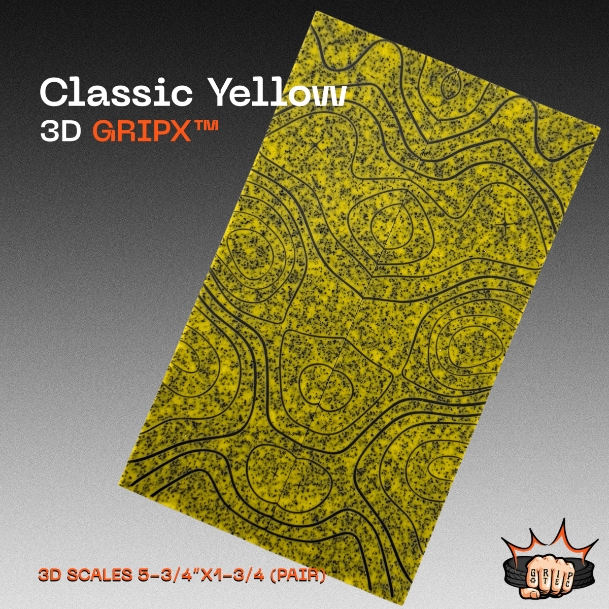 Classic Yellow GripX - Grip-Tec™ Composites - 3D Scales (Pair 5-3/4"x1-3/4"x5/16")