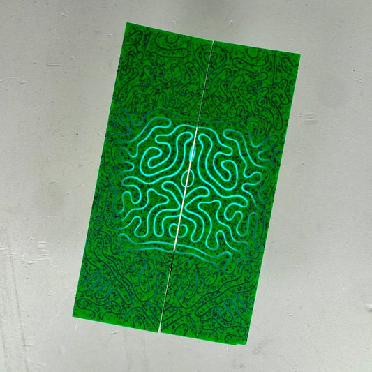 Custom Shop 3D GripX™ - Brain Coral - Fluorescent Green Grip - Tec™ with Translucent Blue Matrix - Grip - Tec™ Composites - 