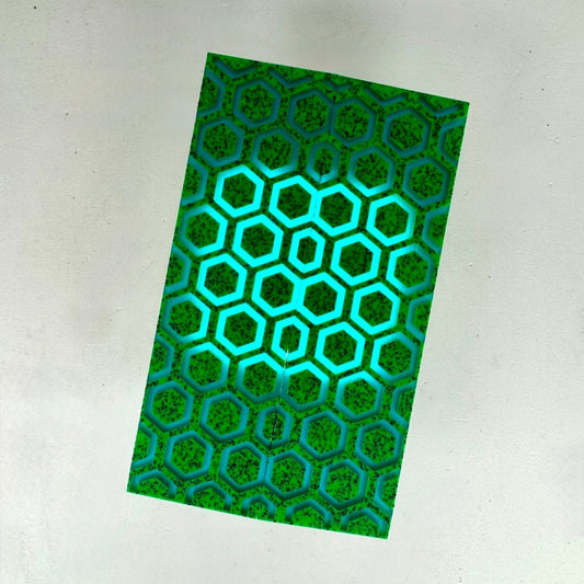Custom Shop 3D GripX™ - Hex - Fluorescent Green Grip - Tec™ with Translucent Blue Matrix - Grip - Tec™ Composites - 