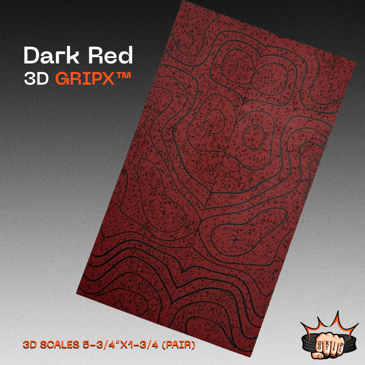 Dark Red GripX - Grip-Tec™ Composites - 3D Scales (Pair 5-3/4"x1-3/4"x5/16")