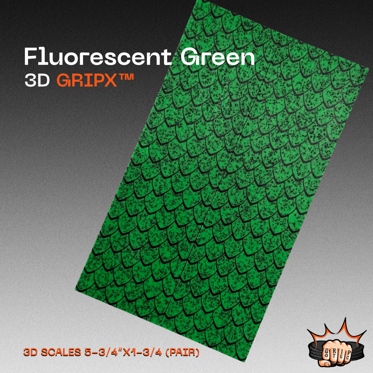 Fluorescent Green GripX - Grip-Tec™ Composites - 3D Scales (Pair 5-3/4"x1-3/4"x5/16")