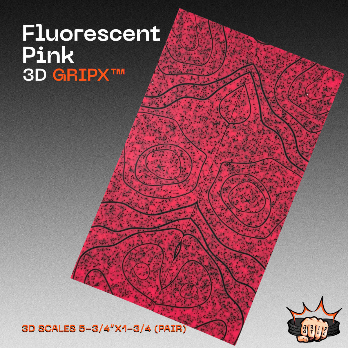 Fluorescent Pink GripX - Grip-Tec™ Composites - 3D Scales (Pair 5-3/4"x1-3/4"x5/16")