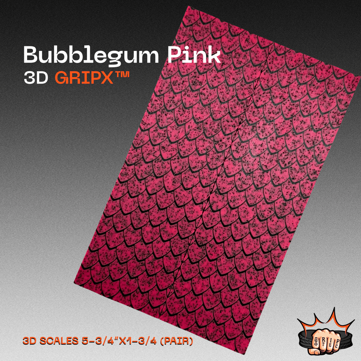Fluorescent Pink GripX - Grip-Tec™ Composites - 3D Scales (Pair 5-3/4"x1-3/4"x5/16")