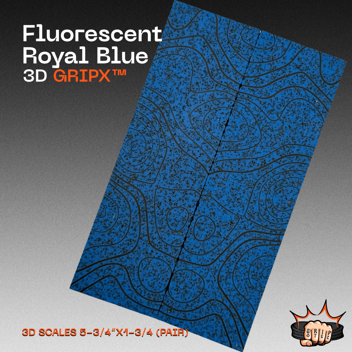 Fluorescent Royal Blue GripX - Grip-Tec™ Composites - 3D Scales (Pair 5-3/4"x1-3/4"x5/16")