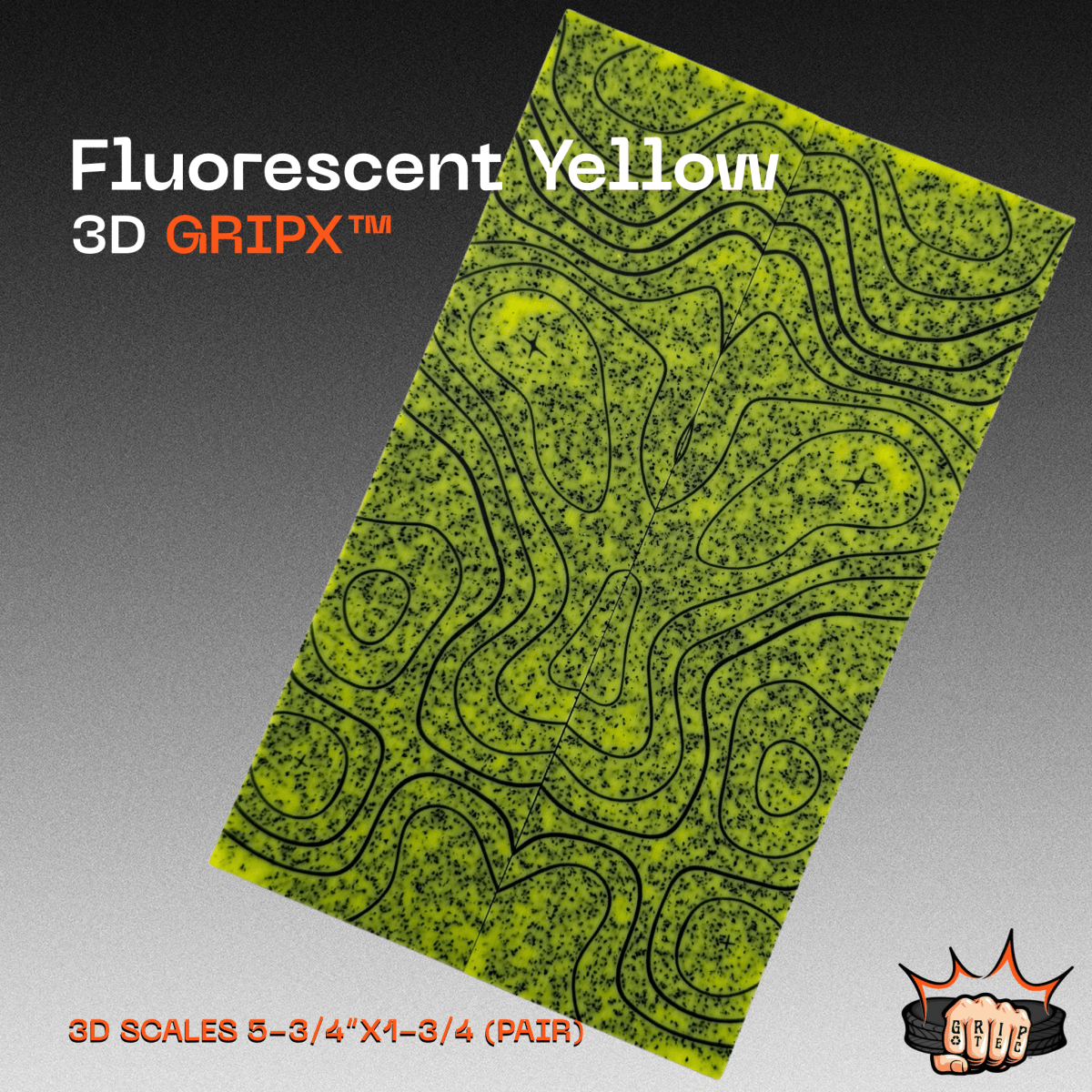 Fluorescent Yellow GripX - Grip-Tec™ Composites - 3D Scales (Pair 5-3/4"x1-3/4"x5/16")