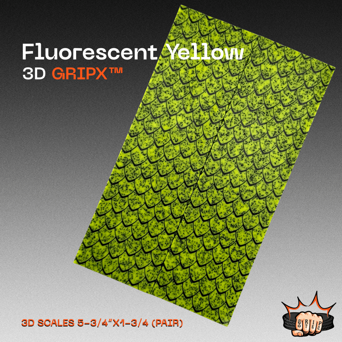 Fluorescent Yellow GripX - Grip-Tec™ Composites - 3D Scales (Pair 5-3/4"x1-3/4"x5/16")