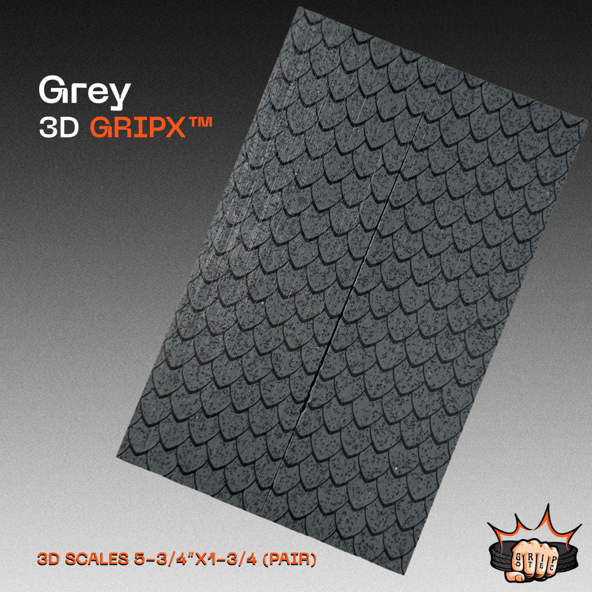 Grey GripX - Grip-Tec™ Composites - 3D Scales (Pair 5-3/4"x1-3/4"x5/16")
