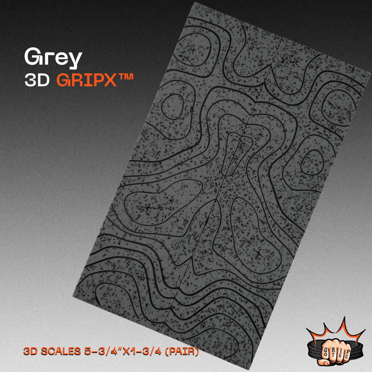 Grey GripX - Grip-Tec™ Composites - 3D Scales (Pair 5-3/4"x1-3/4"x5/16")