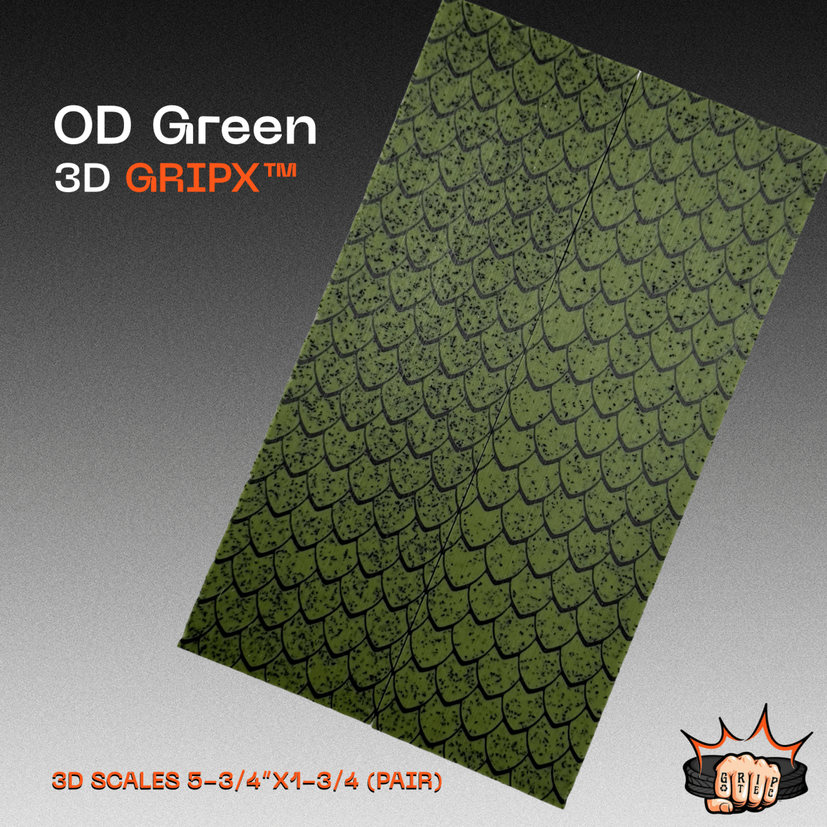 OD Green GripX - Grip-Tec™ Composites - 3D Scales (Pair 5-3/4"x1-3/4"x5/16")