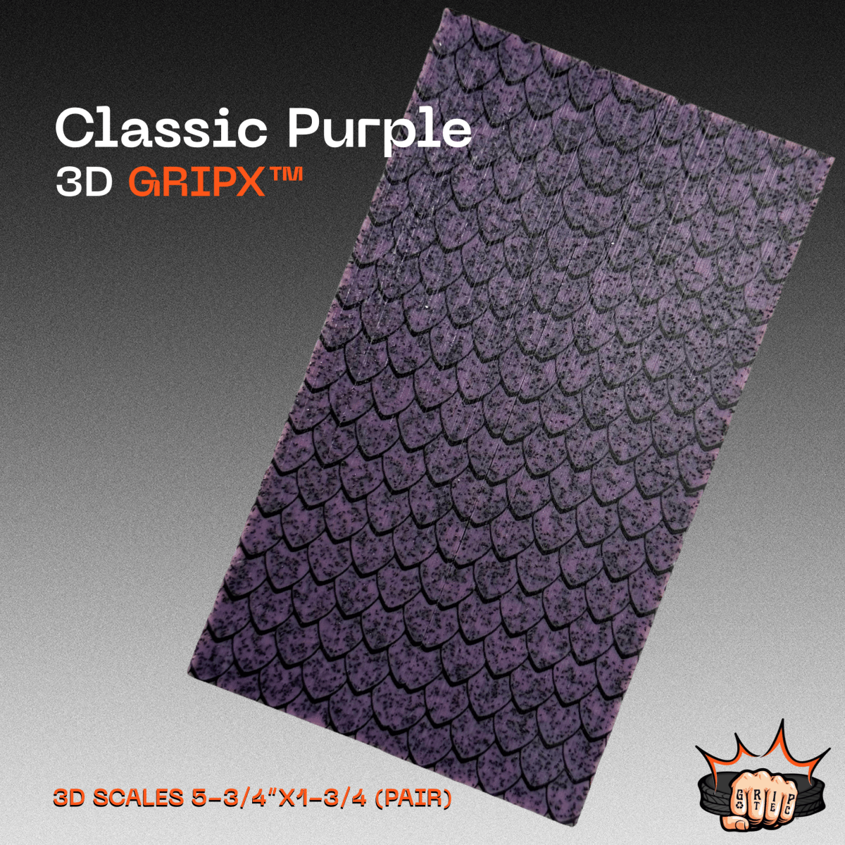 Purple GripX - Grip-Tec™ Composites - 3D Scales (Pair 5-3/4"x1-3/4"x5/16")