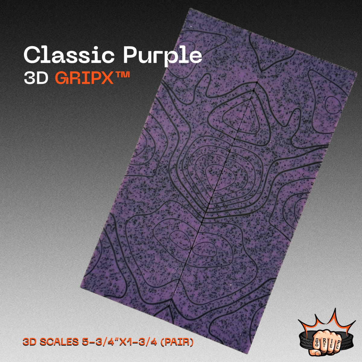 Purple GripX - Grip-Tec™ Composites - 3D Scales (Pair 5-3/4"x1-3/4"x5/16")