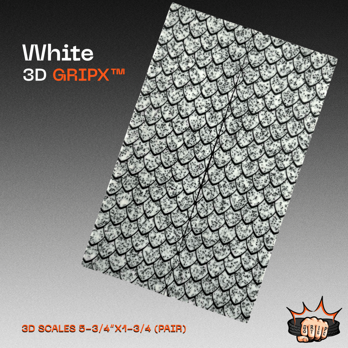 White GripX - Grip-Tec™ Composites - 3D Scales (Pair 5-3/4"x1-3/4"x5/16")