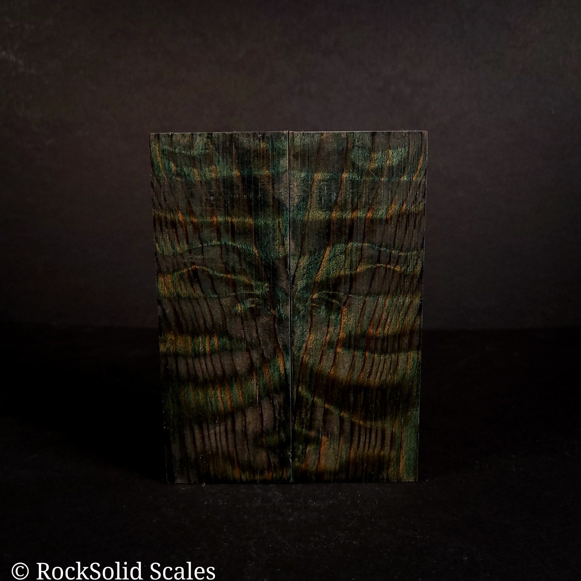 #2134 - Teal Dyed Curly Redwood - K&G Stabilized - RockSolid Scales -