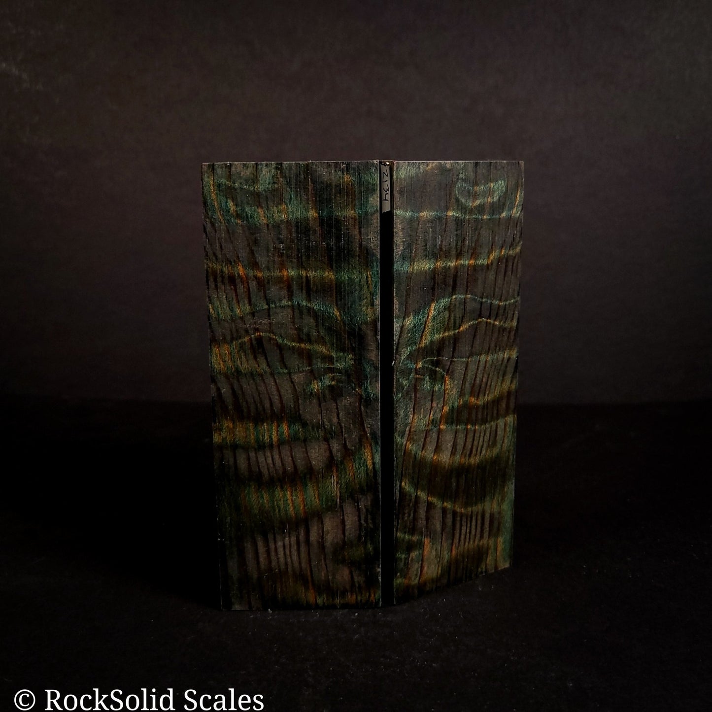 #2134 - Teal Dyed Curly Redwood - K&G Stabilized - RockSolid Scales -