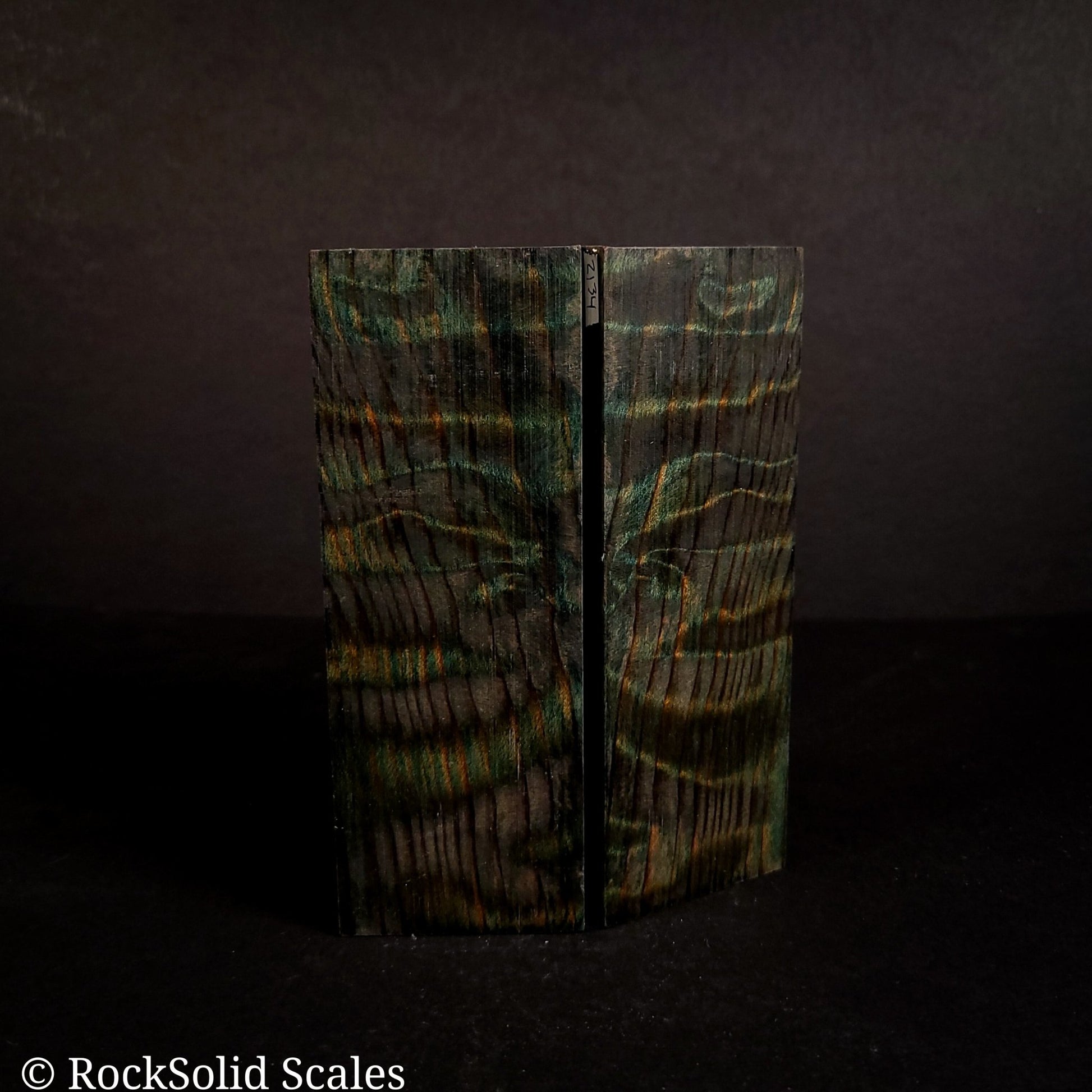 #2134 - Teal Dyed Curly Redwood - K&G Stabilized - RockSolid Scales -