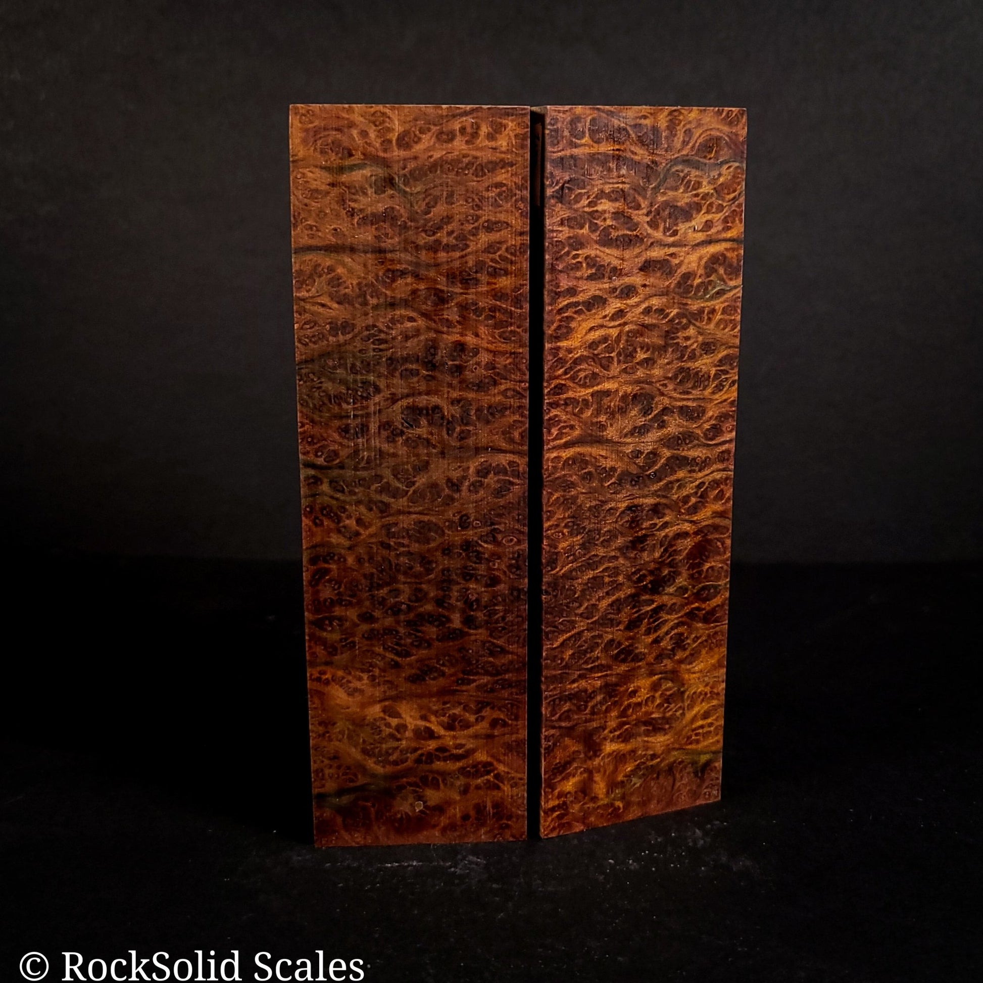 #2138 - Violet/Yellow Double Dyed Redwood Burl - K&G Stabilized - RockSolid Scales -