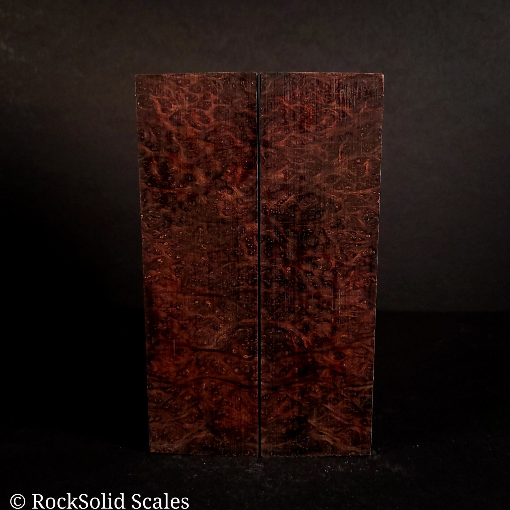 #2141 - Black/Orange Double Dyed Redwood Burl - K&G Stabilized - RockSolid Scales -