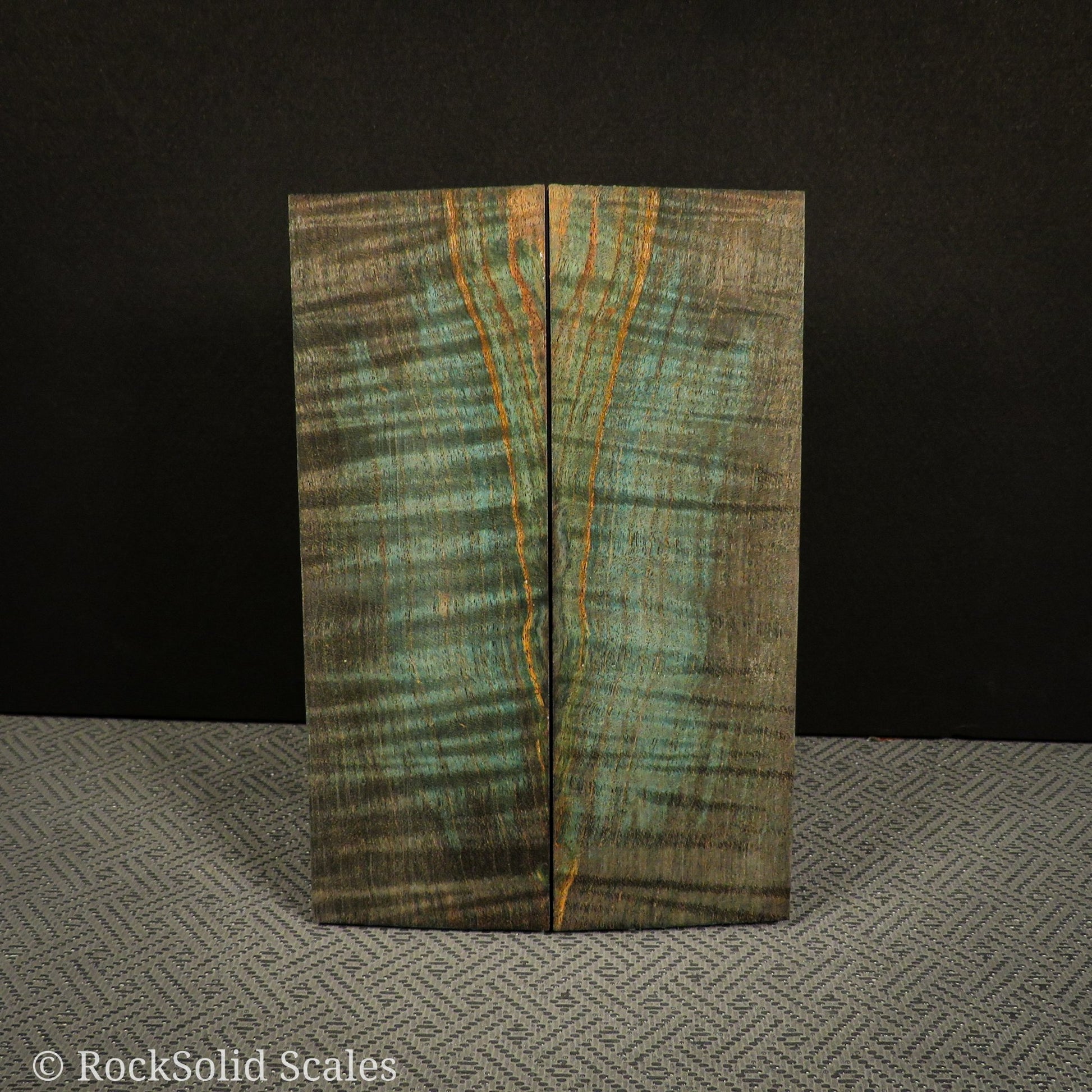 #2298 - Phantom Grey and Teal Double Dyed Curly Maple - RockSolid Scales -