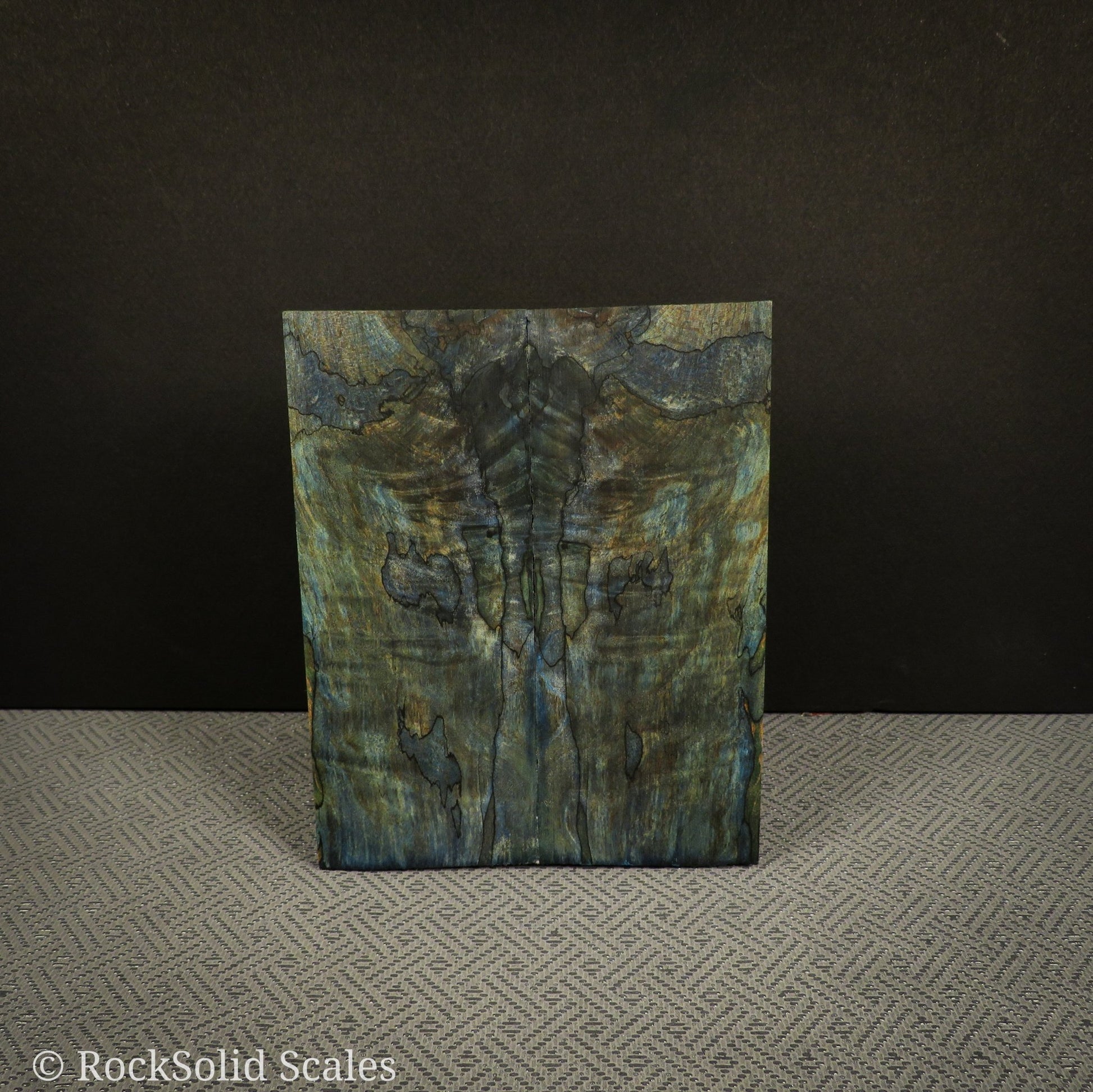 #2306 - Blue an Orange Double Dyed Curly, Spalted Maple - RockSolid Scales -